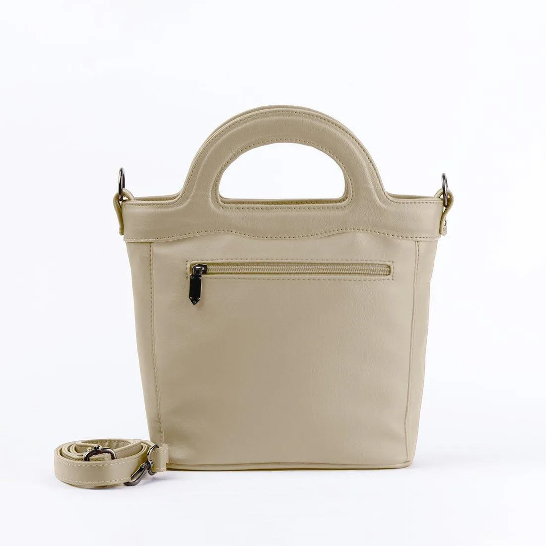 Beige Top Handle Handbag Leaves - CANVAEGYPT