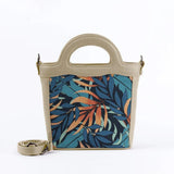 Beige Top Handle Handbag Leaves - CANVAEGYPT