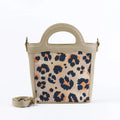Beige Top Handle Handbag Orange Cheetah