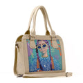Beige Travel Hobo Bag Lilac locks