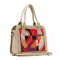 Beige Travel Hobo Bag Red Geo