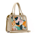 Beige Travel Hobo Bag Sun Illustration