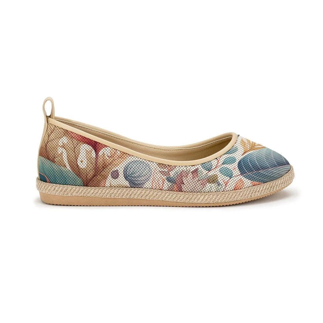 Beige Voyage Round Toe Leaves - CANVAEGYPT