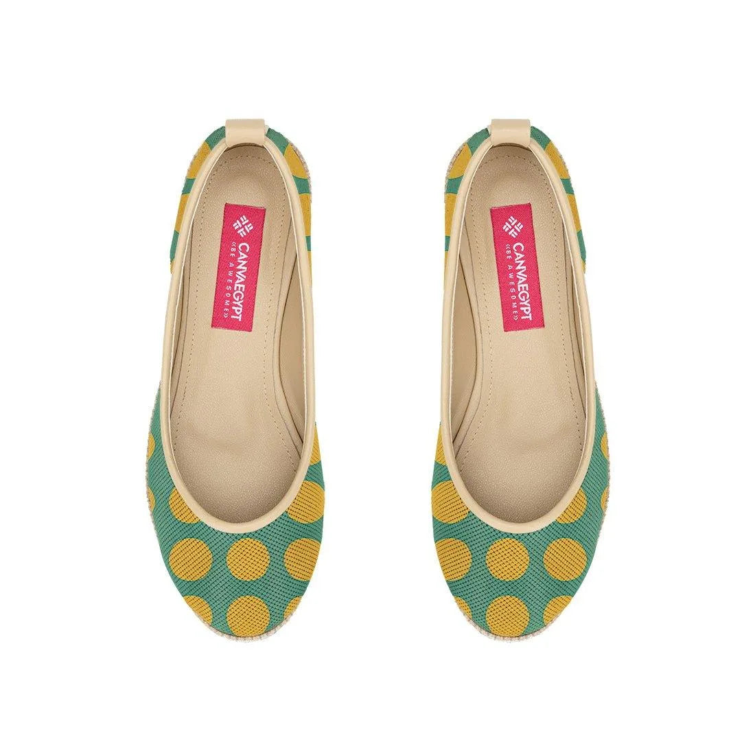 Beige Voyage Round Toe Yellow Bubbles - CANVAEGYPT