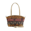 Beige Wide Tote Bag African Pattern