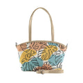 Beige Wide Tote Bag Floral