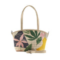 Beige Wide Tote Bag Leafs