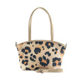 Beige Wide Tote Bag Orange Cheetah