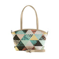 Beige Wide Tote Bag Summer Triangles