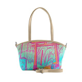 Beige Wide Tote Bag The blue Japanese garden - CANVAEGYPT