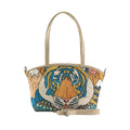 Beige Wide Tote Bag Tiger in the mountains