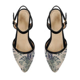 Black Closed Strap Sandal Watercolor Tropical - CANVAEGYPT